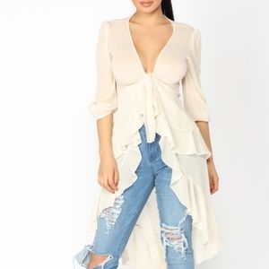 NEW Hi Lo Tie Front Blouse